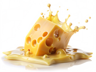 melted cheese splashing isolated on white background