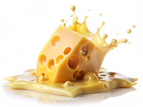 melted cheese splashing isolated on white background - Powered by Adobe