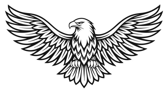 Majestic Eagle Line Art &ndash; Symmetrical Bird Tattoo Design