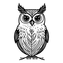 Stylized owl illustration with intricate linework exhibiting an avian design