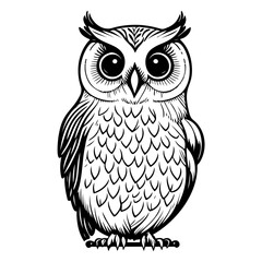 Stylized owl illustration showcasing intricate feather details and expressive eyes