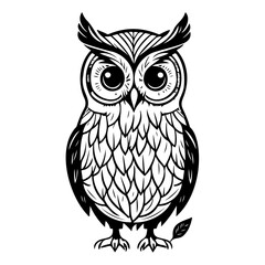 Intricate owl illustration showcasing feather details, with a simple, yet elegant design