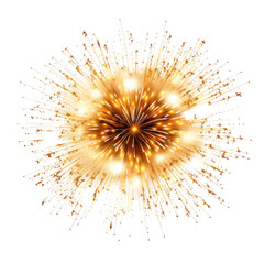 Golden Firework Bursts with Delicate Trails on White Background