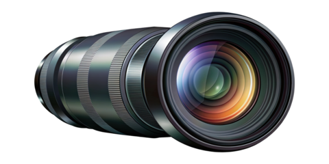High resolution image of a professional camera lens in detailed illustration