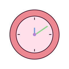 Vector illustration of a wall clock icon showing time with hour and minute hands on a circular dial as a business symbol