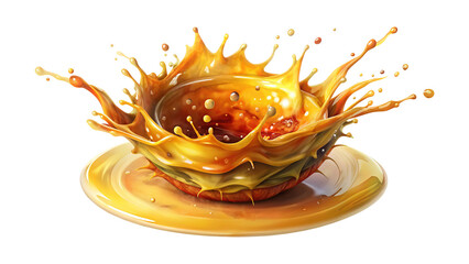 Spectacular explosion of orange juice creating a beautiful splash on a white background
