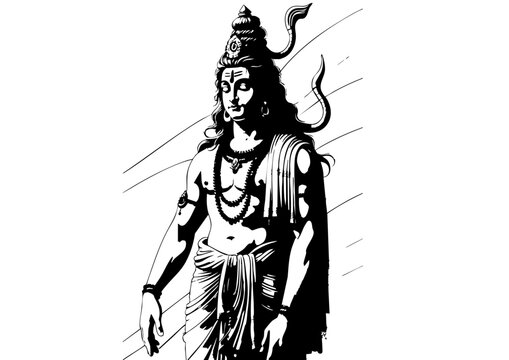 black and white shiva standing pose clip art preview