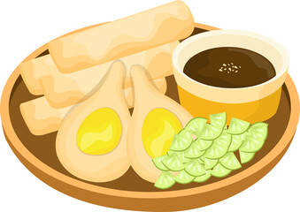 Illustration of Local Indonesian Food
