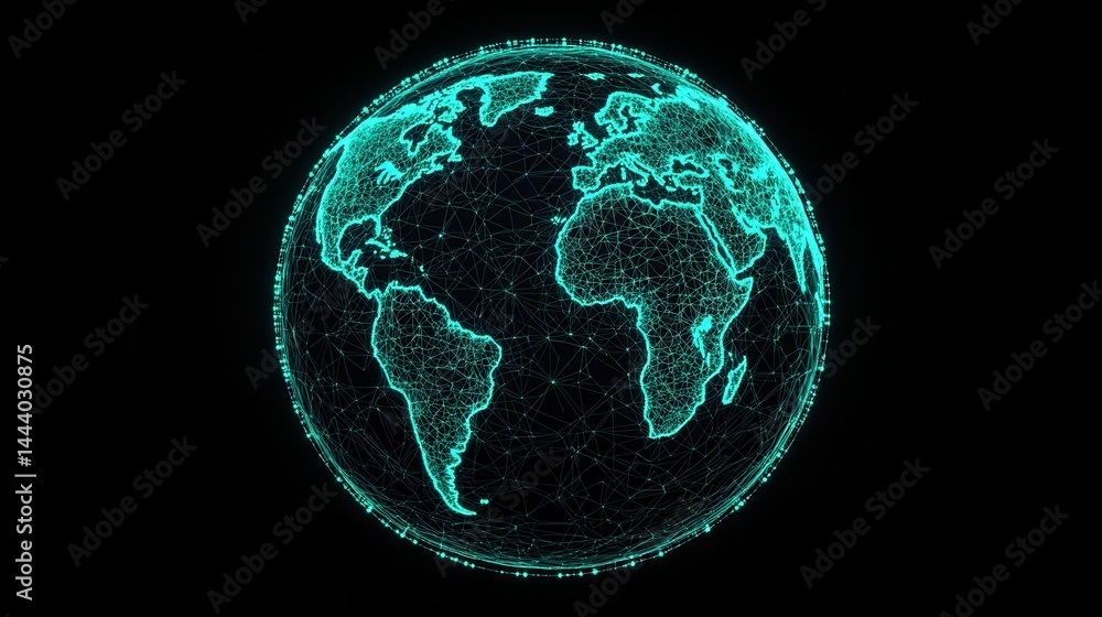 Aufkleber digital network global earth model representing connectivity and information flow in cyber space