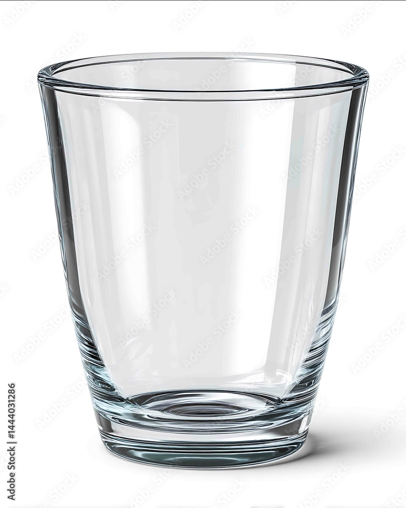 Fototapete a single clear glass cup transparent with realistic light reflections smooth curved shape no shadow 