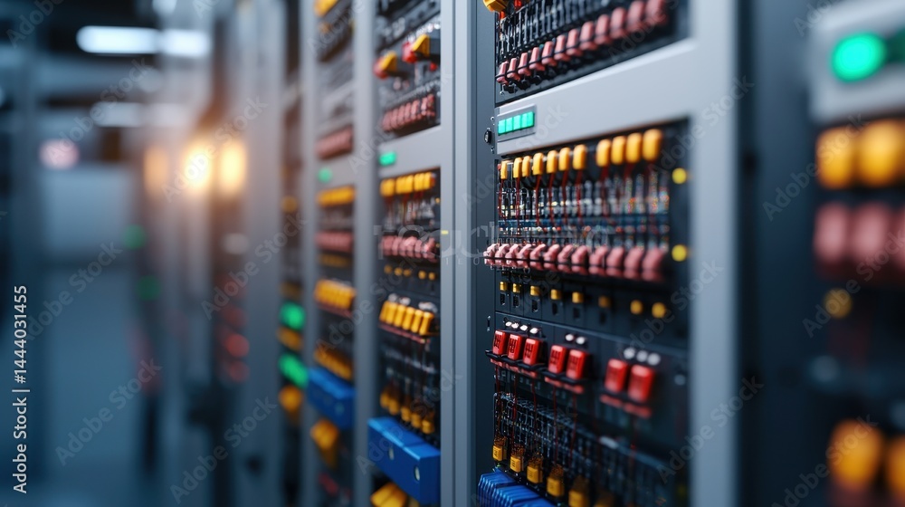 Aufkleber high-tech server room with control panels and network equipment in a modern data center environment