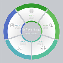 Infographic 5 options design elements for your business data. Vector Illustration.