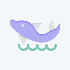 Icon Dolphin. related to Hawaii symbol. flat style. design editable