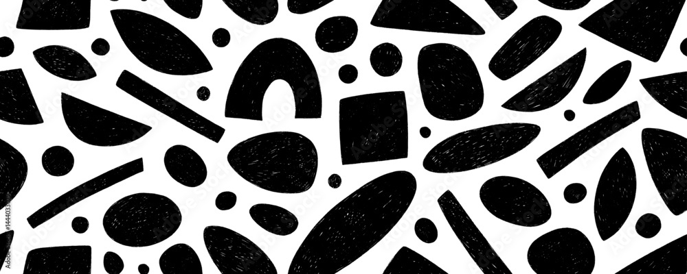 Aufkleber abstract organic geometric shapes seamless pattern. crayon drawn vector childish cute drawing. moder