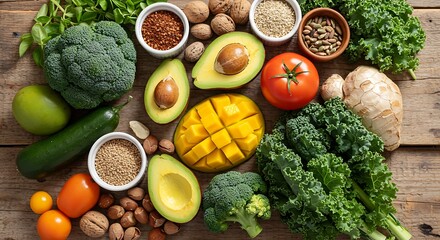 Vibrant Assortment of Fresh Fruits, Vegetables, and Nuts