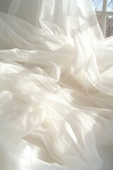 Obraz premium Soft, white fabric drapes, sunlight