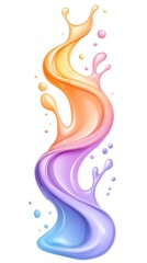 Vibrant, swirling, pastel liquid stream with splashes