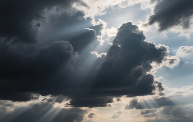 Obraz premium Beautiful cloud background and natural feel when there is a touch of sunlight breaking through the clouds