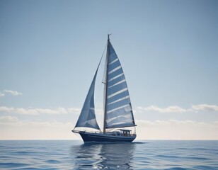 Blue and white striped background with sailboat silhouette ,  coastal,  retro,  blue