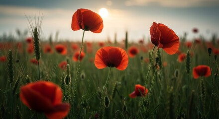 Obraz premium Poppy Field Close-Up