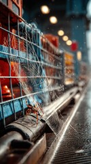 Spiderweb on Industrial Railing with Colorful