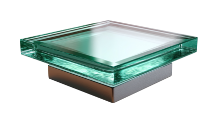 Geometric Glass Block: An elegant block of glass featuring a unique design, showcasing the beauty of light and form. 