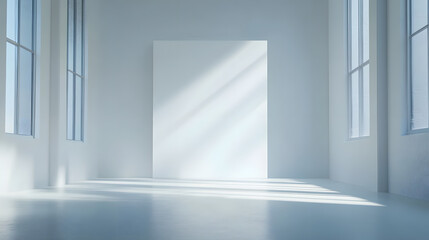 Fototapeta premium Minimalist artistic space showcase bright room interior design modern environment aesthetic viewpoint