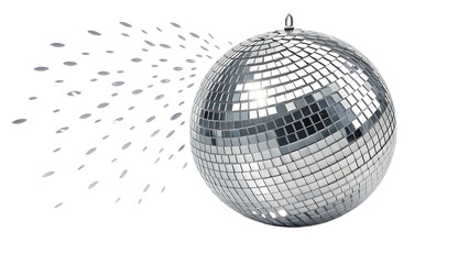 Fototapeta premium Silver disco mirror ball isolated white background