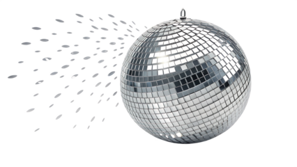 Silver disco mirror ball isolated white background
