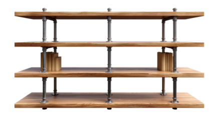 Industrial Bookshelf with Rustic Charm: This industrial bookshelf, crafted with robust metal pipes and reclaimed wood shelves, offers a blend of rustic charm and contemporary design.