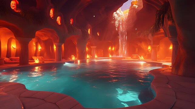 Cave pool spa interior design