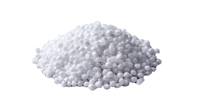 Pile of Styrofoam Pellets: A close-up image of a pristine, spherical pile of white styrofoam pellets, demonstrating a classic texture and insulation material. 
