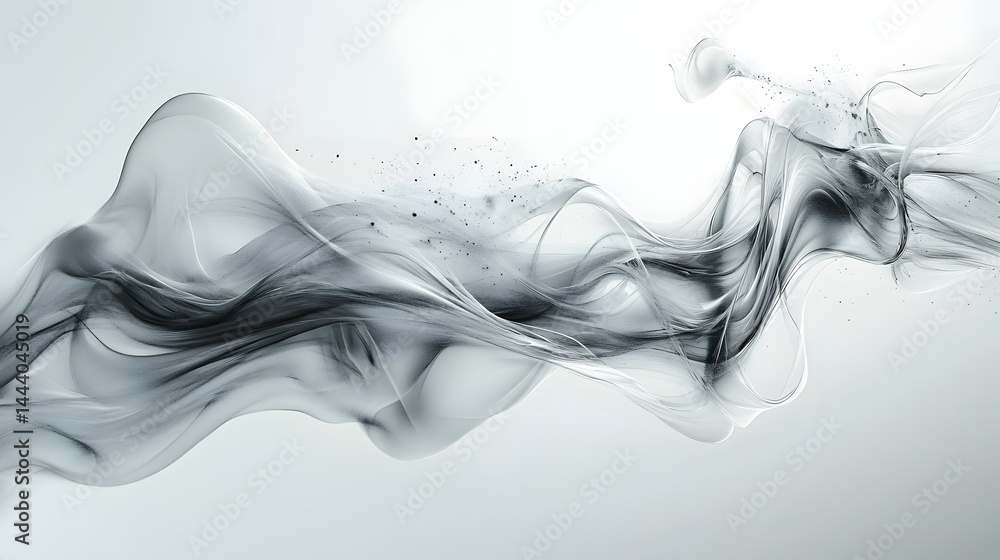 Poster fluid motion artistry abstract theme dynamic composition horizontal white background high-contrast v