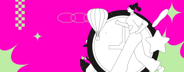 People exercising healthy running vector internet operation illustration
