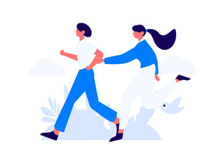 People exercising healthy running vector internet operation illustration
