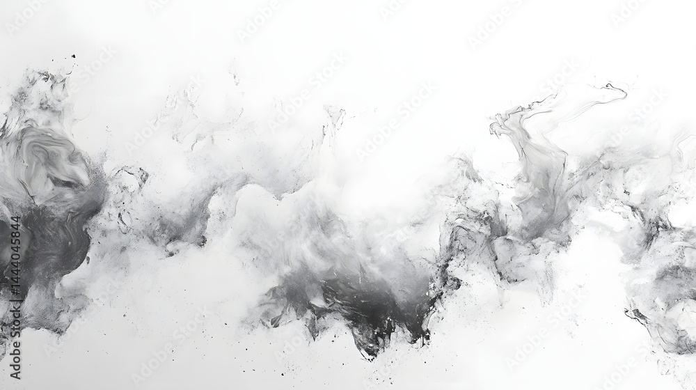 Poster dynamic abstract smoke patterns on horizontal pure white background for creative design inspiration