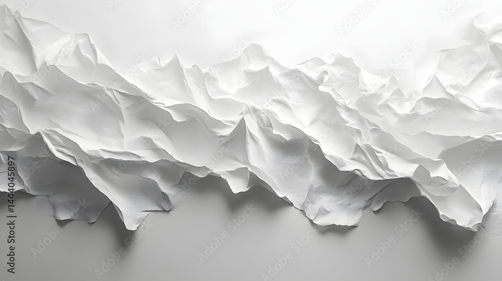 Poster dynamic white paper mountain landscape studio setting abstract artwork horizontal view