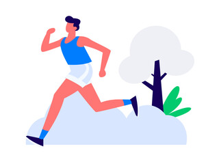 Fototapeta premium People exercising healthy running vector internet operation illustration 