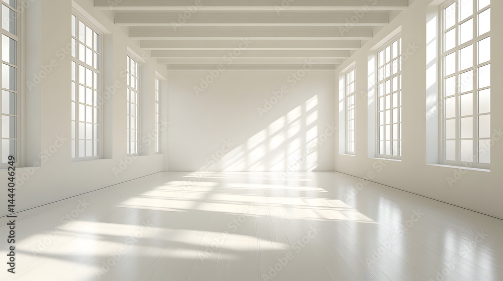 Poster light stream in an empty room modern architecture interior space minimalist environment