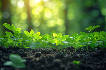 Beautiful image showcasing the harmonious blend of soil and greenery, representing the flourishing of life and energy in nature  