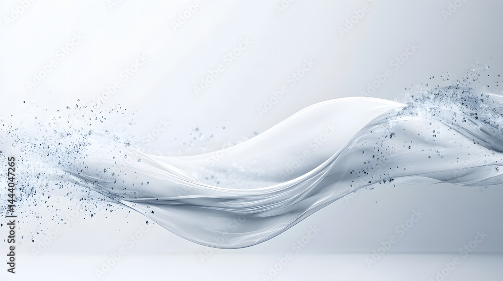 Poster dynamic flow of ethereal fabric studio abstract art minimalist design aerial view movement concept