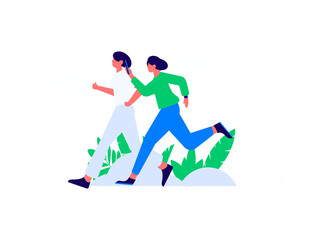 People exercising healthy running vector internet operation illustration

