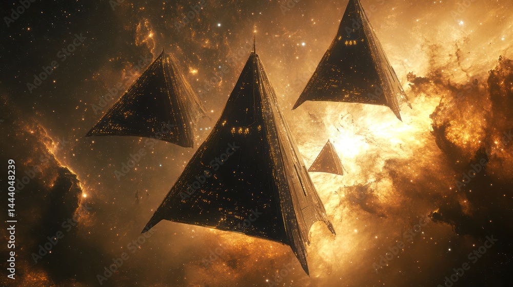 Poster cosmic alignment: pyramid structures traversing through celestial space and time