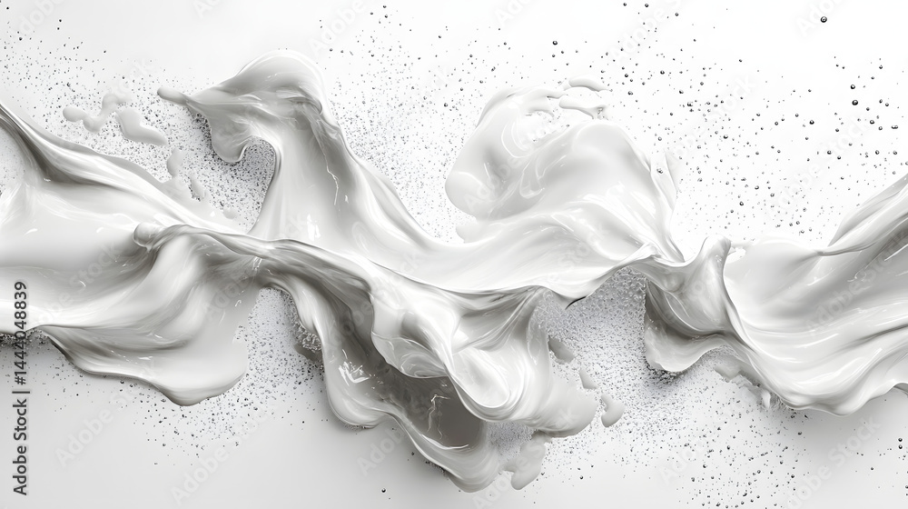 Aufkleber dynamic white paint splashing action studio abstract art minimalist environment close-up view