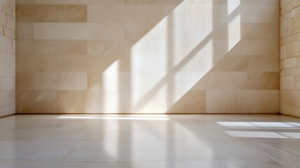 Empty space bathed in sunlight.  Interior architectural design with natural light