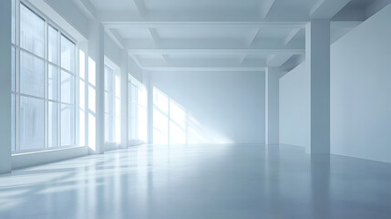 Fototapeta premium Modern minimalist interior space bright white background architectural photography open environment