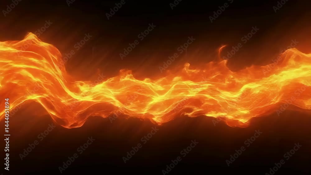 Poster intense fire stream upscale animated loop of fiery waves, perfect for vfx, motion graphics, and back