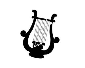 琴座のモノクロシルエットイラスト