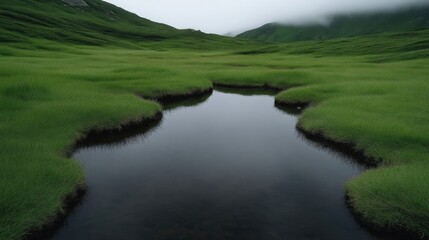 Tranquil grassy valley