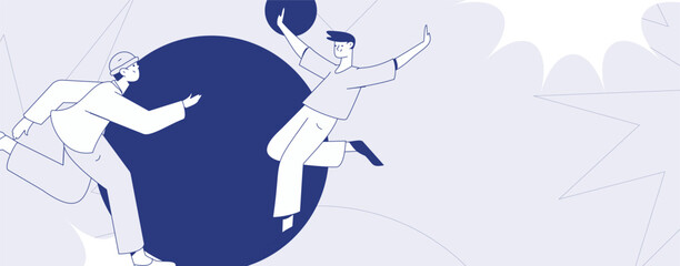 People exercising healthy running vector internet operation illustration
